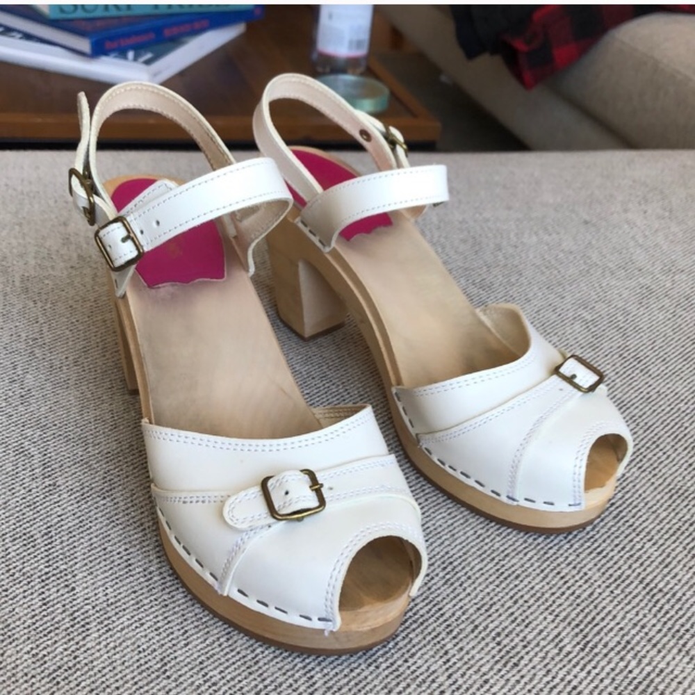 White leather sandals